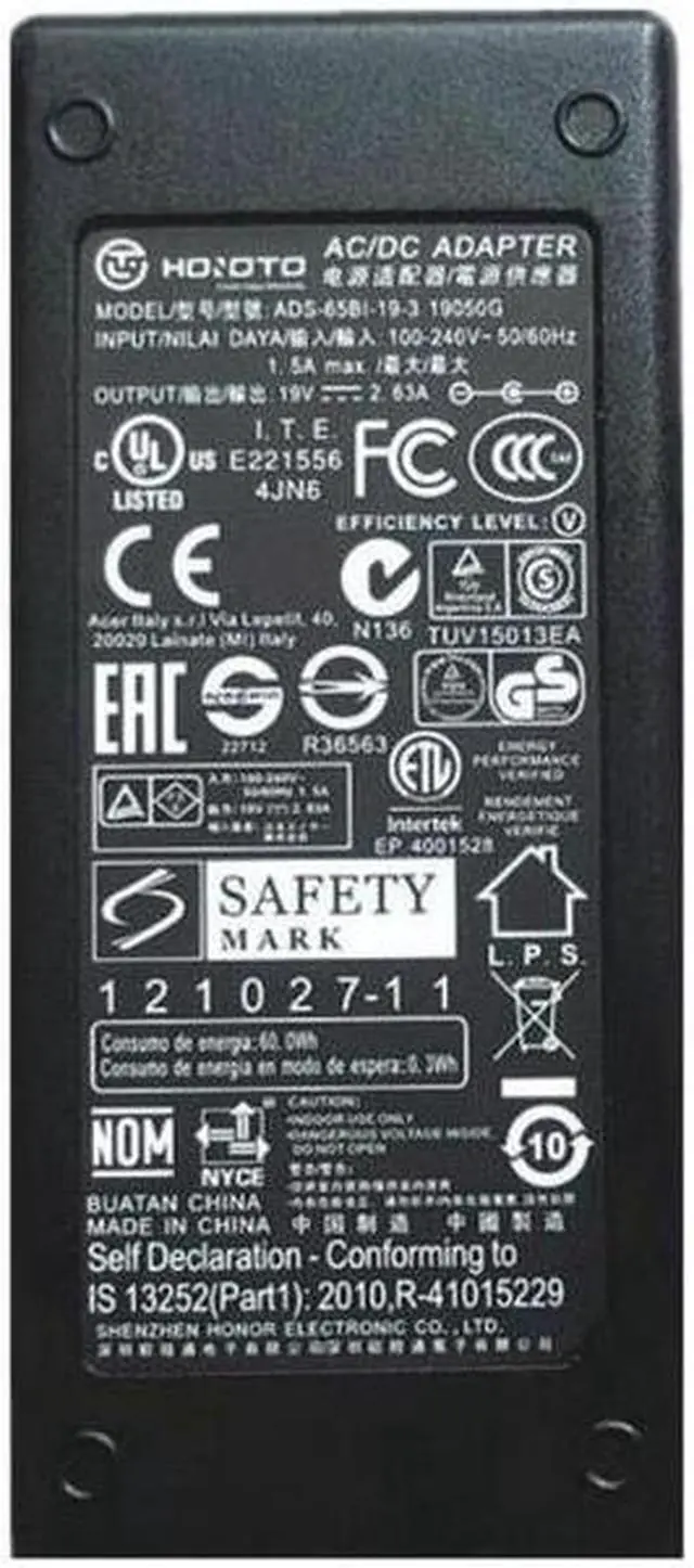 Alt view image 2 of 2 - 19V 2.63A 50W 5.5x1.7mm ADS-65BI-19-3 Power Supply AC Adapter Charger For APD DA-50F19 ACER HP 2711X 2511X LED MONITOR