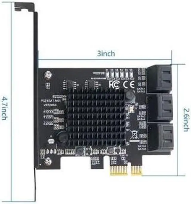 Alt view image 3 of 7 - WERLEO PCIe SATA Card 6 Port with 6 SATA Cables and a SATA Power Splitter Cable, 6 Gb/s PCIe SATA Controller Expression Card with Low Profile Bracket, Boot as System Disk Support 6 SATA 3.0 Devices