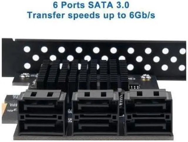 Alt view image 2 of 7 - WERLEO PCIe SATA Card 6 Port with 6 SATA Cables and a SATA Power Splitter Cable, 6 Gb/s PCIe SATA Controller Expression Card with Low Profile Bracket, Boot as System Disk Support 6 SATA 3.0 Devices