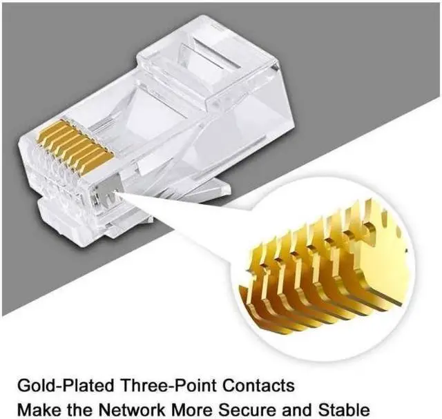 Alt view image 3 of 6 - Cat6 Connector Cat6 RJ45 Ends 100-Pack Cat6 / Cat5e / Cat5 RJ45 Connector Ethernet Cable Crimp Connectors UTP Network Plug for S