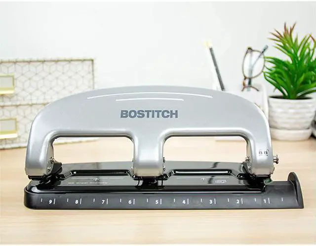 Alt view image 7 of 7 - Bostitch inPRESS 20 Reduced Effort ThreeHole Punch Silver Black 2220