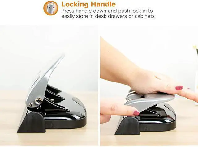Alt view image 3 of 7 - Bostitch inPRESS 20 Reduced Effort ThreeHole Punch Silver Black 2220