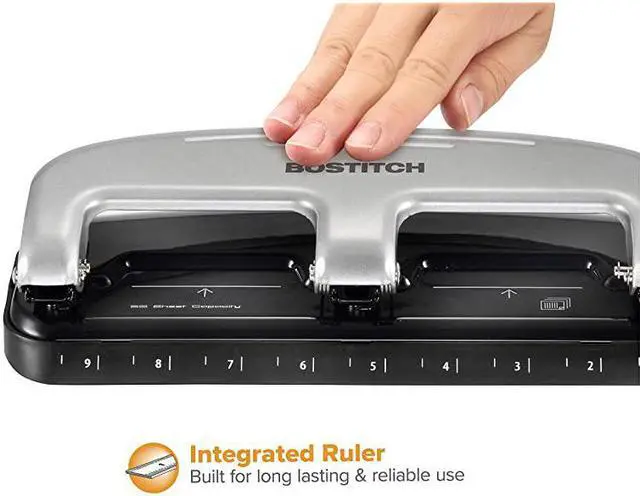 Alt view image 4 of 7 - Bostitch inPRESS 20 Reduced Effort ThreeHole Punch Silver Black 2220
