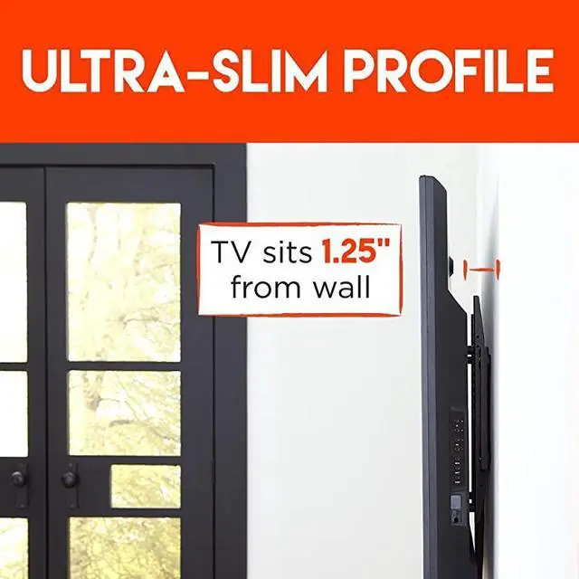 Alt view image 2 of 7 - Low Profile Fixed TV Wall Mount for TVs Up to 80 Holds Your TV Only 125 from The Wall Pull String Locking System for Easy Cable Access Big Hardware Assortment for Simple Install