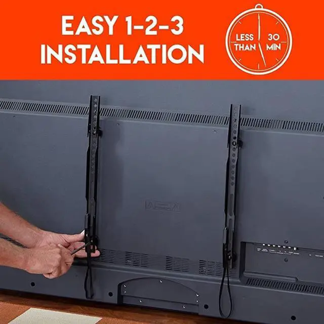 Alt view image 6 of 7 - Low Profile Fixed TV Wall Mount for TVs Up to 80 Holds Your TV Only 125 from The Wall Pull String Locking System for Easy Cable Access Big Hardware Assortment for Simple Install