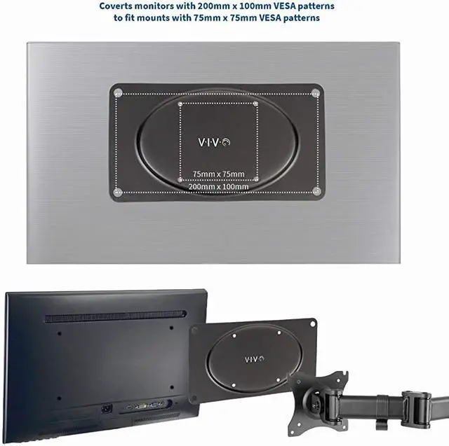 Alt view image 3 of 7 - Steel VESA Monitor Mount Adapter Plate for Monitor Screens up to 43 inches Conversion Kit for VESA 200x100 MOUNTAD2X1