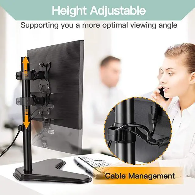 Alt view image 3 of 6 - Single Monitor Stand Free Standing Full Motion Desk Mount Riser fits 13 to 32 inch Screens with Adjustable Height Tilt Swivel Rotation
