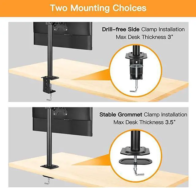Alt view image 4 of 7 - Monitor Mount for 1332 Computer Screens Improved LCDLED Monitor Riser HeightAngle Adjustable Single Desk Mount StandHolds up to 176lbs Black EGCM12