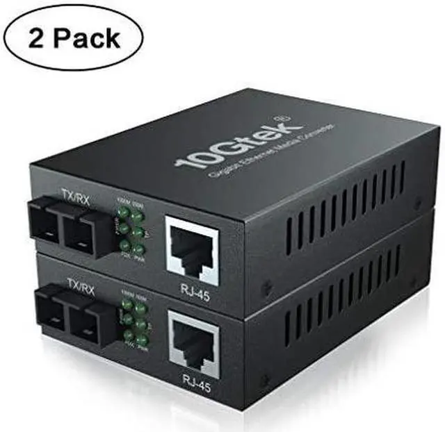Main image of Ethernet Media Converter Single Mode Dual SC Fiber 1000BaseLX to 101001000BaseTx up to 20km Pack of 2
