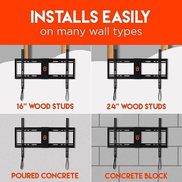 Alt view image 4 of 7 - Low Profile Fixed TV Wall Mount for TVs Up to 80 Holds Your TV Only 125 from The Wall Pull String Locking System for Easy Cable Access Big Hardware Assortment for Simple Install