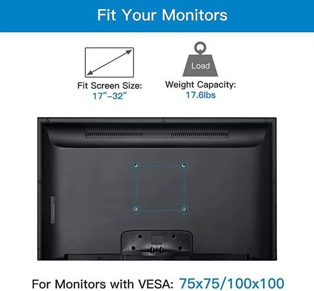 Alt view image 6 of 7 - Dual Monitor Stand Vertical Stack Screen Support Two 17 to 32 Inch Computer Monitors with C Clamp Grommet Base