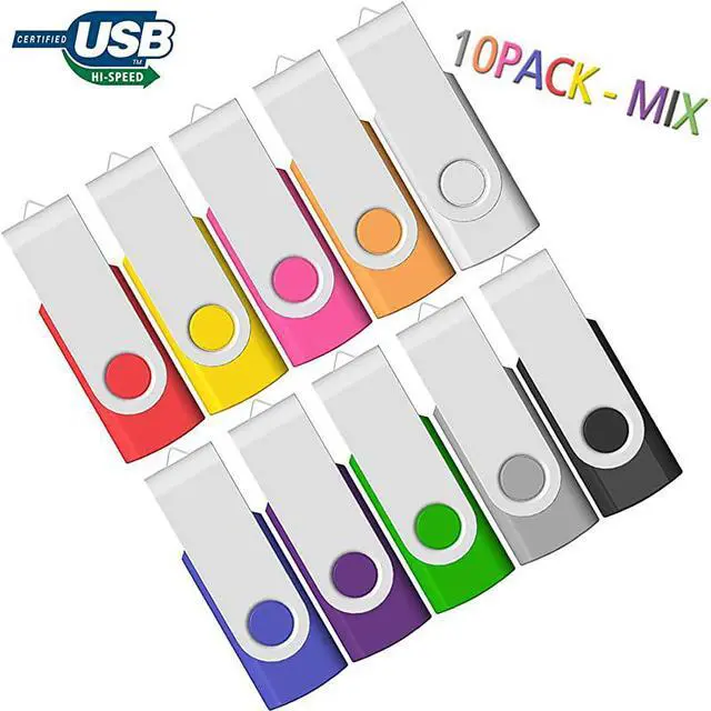 Main image of 32GB USB Flash Drive 10 Pack USB Drives 32GB  Memory Stick Swivel Gig Stick Flash Drives 32GB USB20 Pendrive Thumb Drives 10 Pack Zip Drive Jump Drive 32GB USB Mixed Colors