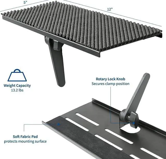 Alt view image 2 of 7 - Easy TV and Monitor Top Shelf Mounting Bracket with 12 inch Wide Padded Platform and Rotary Clamp Holds Speakers Streaming Devices Game Consoles Home Decor and More MountSFTV1