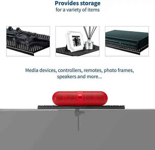 Alt view image 5 of 7 - Easy TV and Monitor Top Shelf Mounting Bracket with 12 inch Wide Padded Platform and Rotary Clamp Holds Speakers Streaming Devices Game Consoles Home Decor and More MountSFTV1