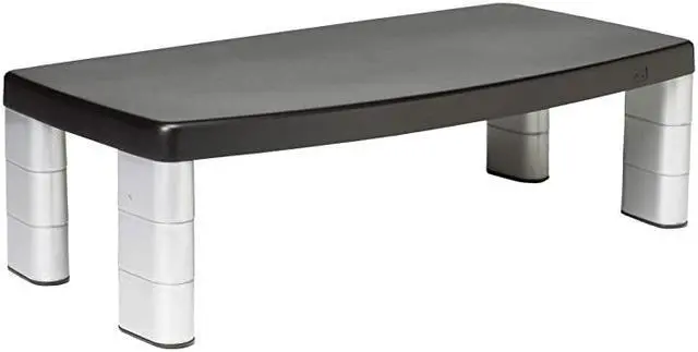 Main image of Extra Wide Adjustable Monitor Stand Three Leg Segments Simply Adjust Height from 1 to 5 78 Sturdy Platform Holds Up to 40 lbs 16inch Space Between Columns for Storage SilverBlack MS90B