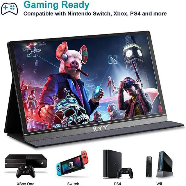 Alt view image 3 of 7 - Portable Monitor  156inch 1080P FHD USBC Laptop Monitor HDMI Computer Display HDR IPS Gaming Monitor wPremium Smart Cover Screen Protector Speakers for Laptop PC MAC Phone PS4 Xbox Switch