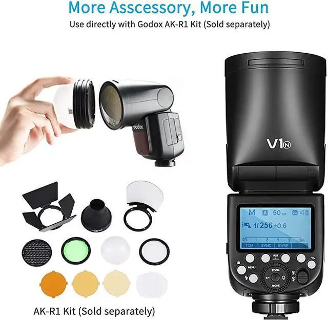 Alt view image 3 of 7 - V1N Round Head Camera Flash Speedlite TTL 24G HSS Speedlight for Nikon DSLR Cameras for Nikon D800 D700 D7100 D7000 D5200 D5100 D5000 D300 D300S D3500 D3100 D3000 D200 D810 D610 D90 D750