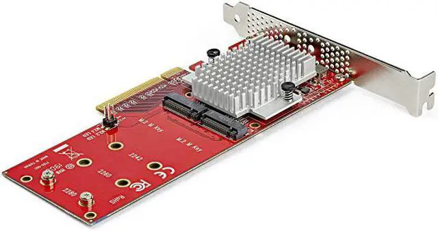 Alt view image 2 of 5 - com Dual M.2 PCIe SSD Adapter Card - x8 / x16 Dual NVMe or AHCI M.2 SSD to PCI Express 3.0 - M.2 NGFF PCIe (M-Key) Compatible - Supports 2242, 2260, 2280 - RAID & JBOD - Mac & PC (PEX8M2E2)