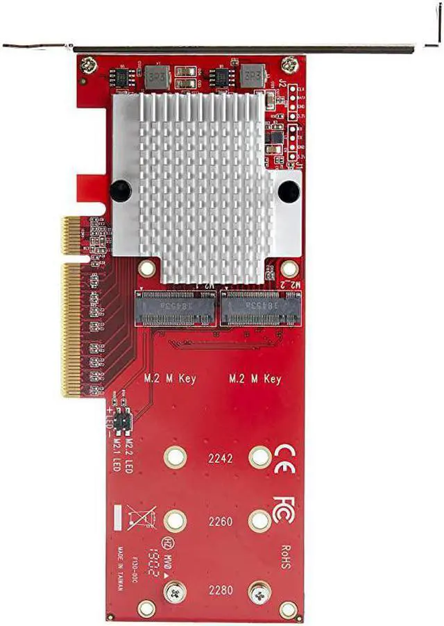 Alt view image 5 of 5 - com Dual M.2 PCIe SSD Adapter Card - x8 / x16 Dual NVMe or AHCI M.2 SSD to PCI Express 3.0 - M.2 NGFF PCIe (M-Key) Compatible - Supports 2242, 2260, 2280 - RAID & JBOD - Mac & PC (PEX8M2E2)