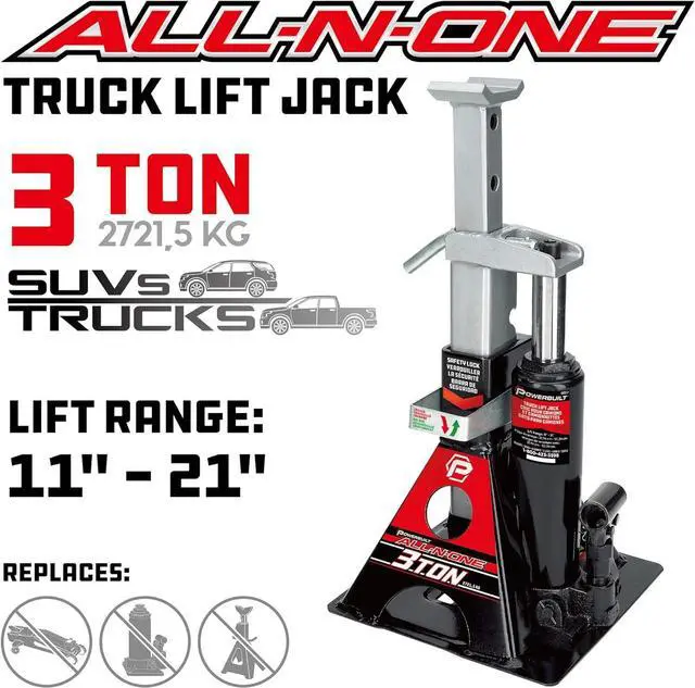 Alt view image 2 of 7 - 3 Ton, Bottle Jack and Jack Stands in One, 6000 Pound All-in-One Car Lift, Heavy Duty Vehicle Unijack, 640912