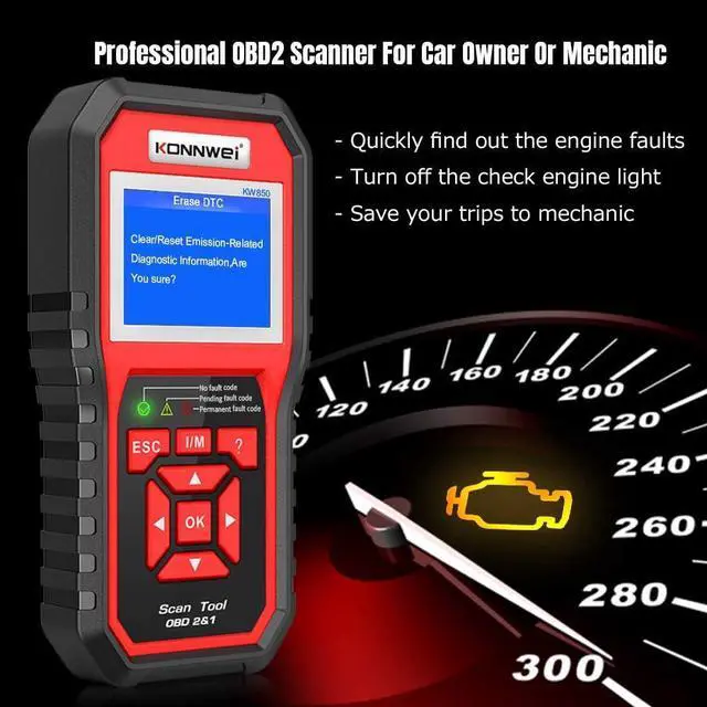 Alt view image 3 of 7 - KW850 Professional OBD2 Scanner Auto Code Reader Diagnostic Check Engine Light Scan Tool for OBD II Cars After 1996(Original)