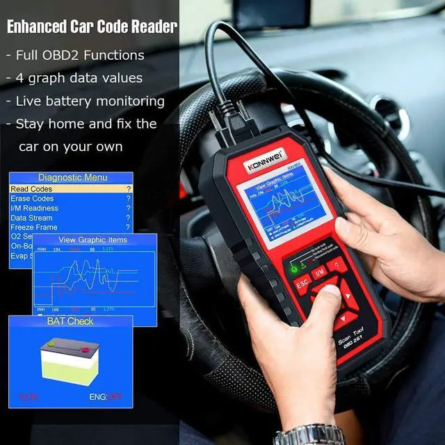 Alt view image 5 of 7 - KW850 Professional OBD2 Scanner Auto Code Reader Diagnostic Check Engine Light Scan Tool for OBD II Cars After 1996(Original)