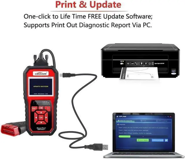 Alt view image 7 of 7 - KW850 Professional OBD2 Scanner Auto Code Reader Diagnostic Check Engine Light Scan Tool for OBD II Cars After 1996(Original)