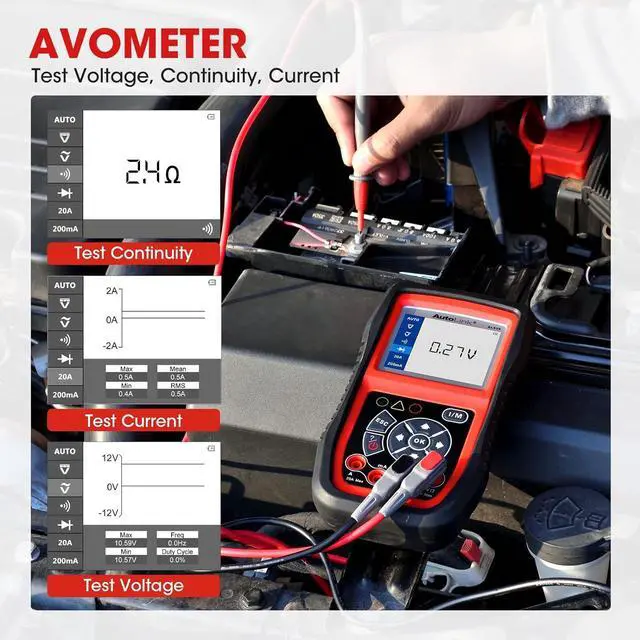 Alt view image 6 of 7 - Autel AL539B OBD2 Scanner, 3-in-1 Code Reader Battery Tester Avometer for 12 Volts Batteries, Full OBDII Diagnosis and Circuit Starting & Charging Systems Test, All Enhanced Ver. of AL519 AL539