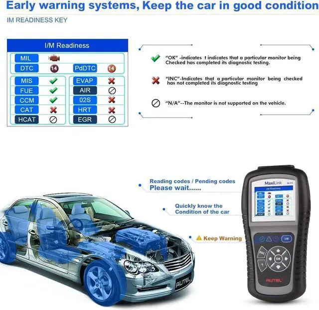 Alt view image 3 of 7 - AL519 OBD2 Scanner, 2024 Newest Professional Mechanic OBDII & CAN Car Diagnostic Code Reader Tool for Check Engine Light, One-Click Smog Check, DTCs Lookup, Upgraded Ver. of AL319/ MS309