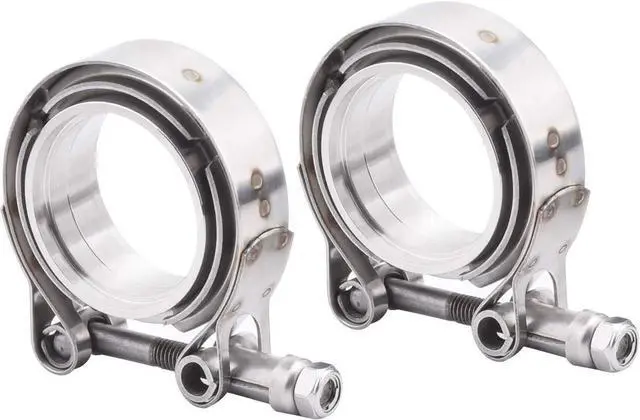 Main image of 2.5" Universal Stainless Steel V Band Clamp Flat Flange Kit Assembly (2.5inch, 2PCS)