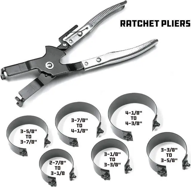 Alt view image 3 of 5 - Piston Ring Compressor Tool Set for Car Engine, Vehicle Maintenance Clamps, Ratchet Pliers, Storage Case - 940387