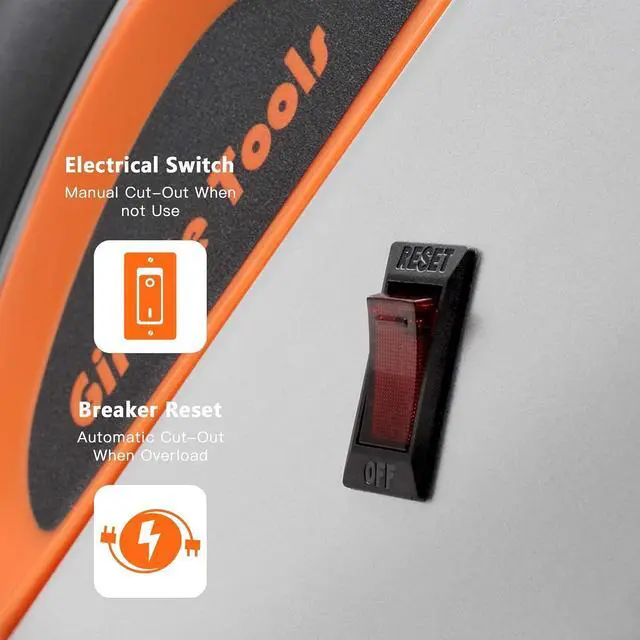 Alt view image 4 of 7 - DE14 Retractable Extension Cord Reel 50 ft 14/3AWG Power Storage Wall/Ceiling Mount, Lighted Triple Tap Outlet, 50ft, Black Orange and 14AWG 50FT