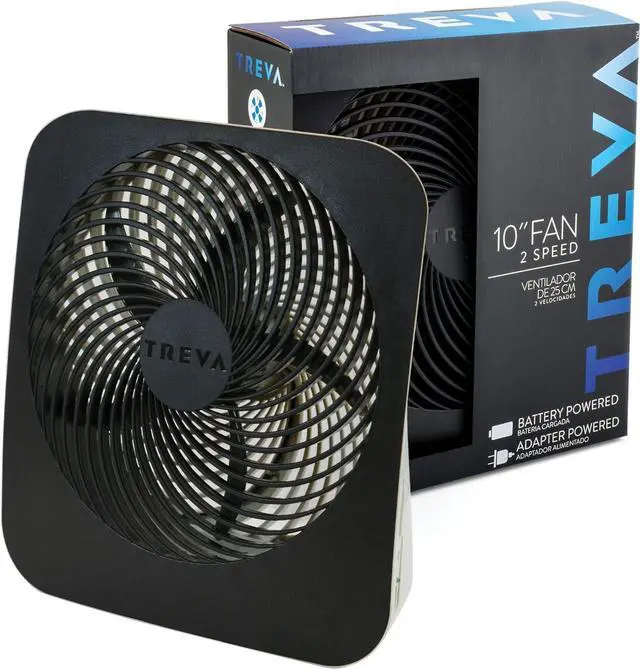 Alt view image 3 of 7 - Treva 10-Inch Portable Desktop Air Circulation Battery Fan - 2 Cooling Speeds