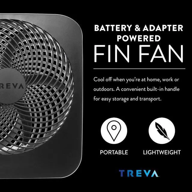 Alt view image 4 of 7 - Treva 10-Inch Portable Desktop Air Circulation Battery Fan - 2 Cooling Speeds