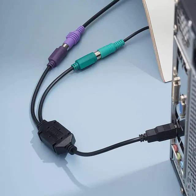 Alt view image 5 of 7 - Perixx PERIPRO-401 PS2 to USB Adapter for Keyboard and Mouse - Built-in USB Controller - Black