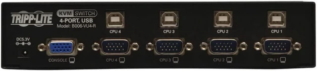 Alt view image 2 of 5 - Tripp Lite 4-Port Desktop KVM Switch, USB-B, VGA HD15 Input, USB Keyboard & Mouse Inputs, 3-Year Warranty (B006-VU4-R)