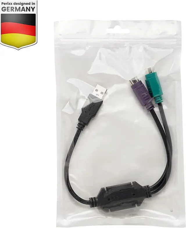 Alt view image 6 of 7 - Perixx PERIPRO-401 PS2 to USB Adapter for Keyboard and Mouse - Built-in USB Controller - Black
