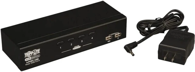 Alt view image 3 of 5 - Tripp Lite 4-Port Desktop KVM Switch, USB-B, VGA HD15 Input, USB Keyboard & Mouse Inputs, 3-Year Warranty (B006-VU4-R)