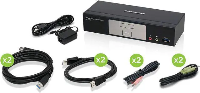 Main image of IOGEAR 2-Port DisplayPort KVMP Switch - 4K 60Hz - 2-Port USB 3.1 Hub 5Gbps - Keyboard Mouse Input - 7.1 HD Audio - Front Panel Selector - TAA Compliant - Mac/Win - GCS1932