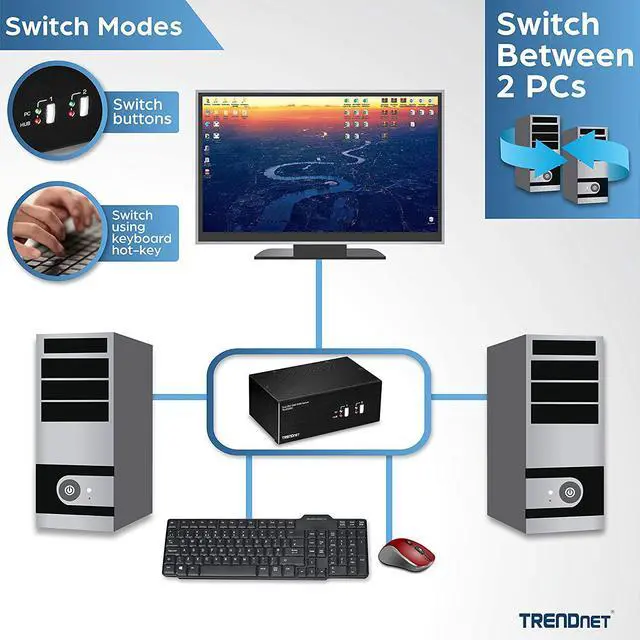 Alt view image 4 of 9 - TRENDnet TK-232DV, 2-Port Dual Monitor DVI KVM Switch with Audio, 2-Port USB 2.0 Hub, Digital Resolutions up to 1920 x 1200, Analog Resolutions up to 2048 x 1536