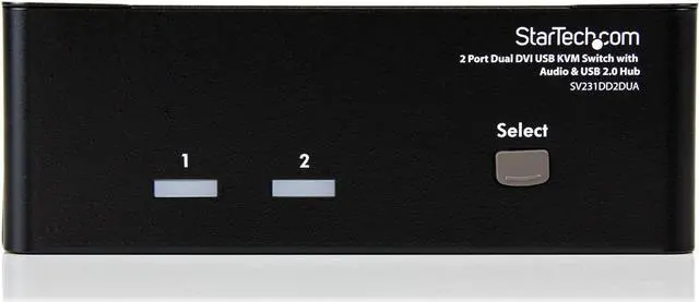 Alt view image 2 of 3 - DVI KVM Switch with Audio & USB 2.0 Hub  2-Port USB KVM Switch - 1920 x 1200 - Dual Monitor KVM Switch (SV231DD2DUA)