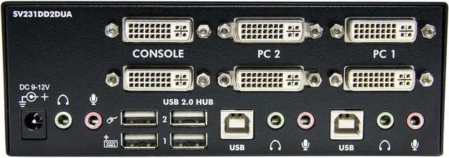 Alt view image 3 of 3 - DVI KVM Switch with Audio & USB 2.0 Hub  2-Port USB KVM Switch - 1920 x 1200 - Dual Monitor KVM Switch (SV231DD2DUA)