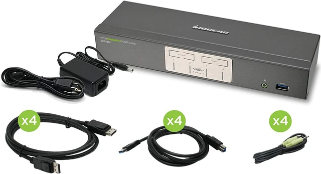 Main image of IOGEAR 4-Port Dual View Dual-Link DVI KVMP Switch with Audio, w/Full Set of Cables,(GCS1644 TAA Compliant)