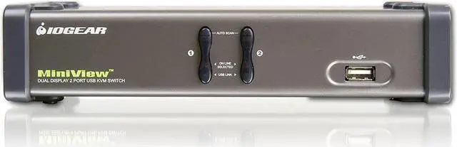 Alt view image 2 of 4 - IOGEAR 2-Port Dual View KVM Switch with Audio and USB Peripheral Sharing, w/Full Set of Cables, (GCS1742 TAA Compliant)