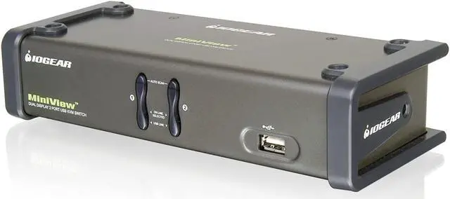 Alt view image 4 of 4 - IOGEAR 2-Port Dual View KVM Switch with Audio and USB Peripheral Sharing, w/Full Set of Cables, (GCS1742 TAA Compliant)