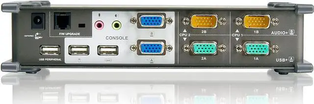 Alt view image 3 of 4 - IOGEAR 2-Port Dual View KVM Switch with Audio and USB Peripheral Sharing, w/Full Set of Cables, (GCS1742 TAA Compliant)