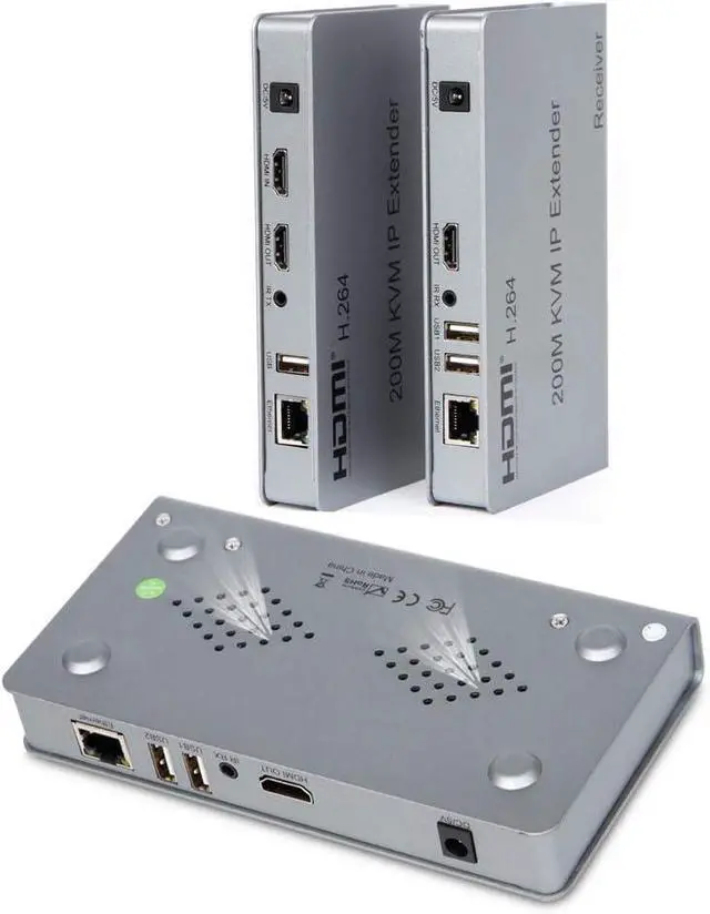 Alt view image 2 of 5 - Ennovor Optimal Shop 656ft/200m HDMI USB Extender RJ45 IP Network KVM Over IP Extender Over Cat5e Cat6 HDMI KVM Extender with Wide IR by TCP/IPm for PC HDTV Display