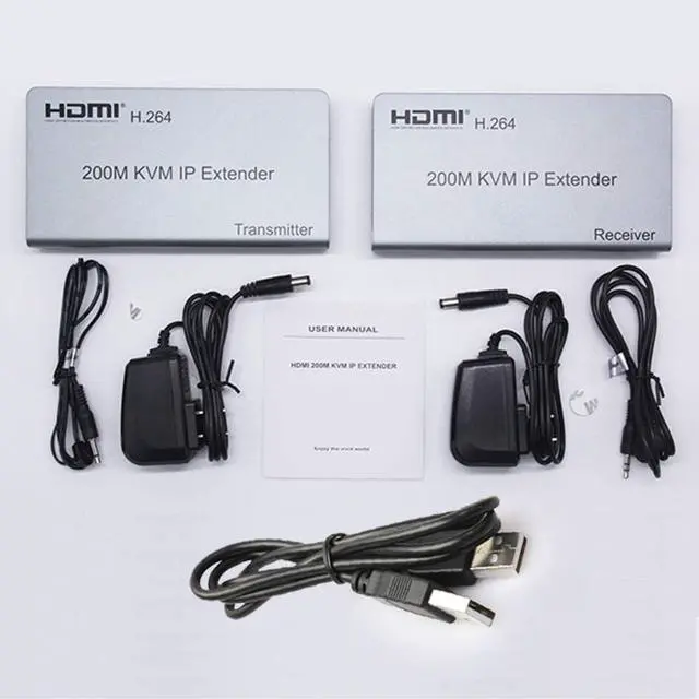Alt view image 5 of 5 - Ennovor Optimal Shop 656ft/200m HDMI USB Extender RJ45 IP Network KVM Over IP Extender Over Cat5e Cat6 HDMI KVM Extender with Wide IR by TCP/IPm for PC HDTV Display