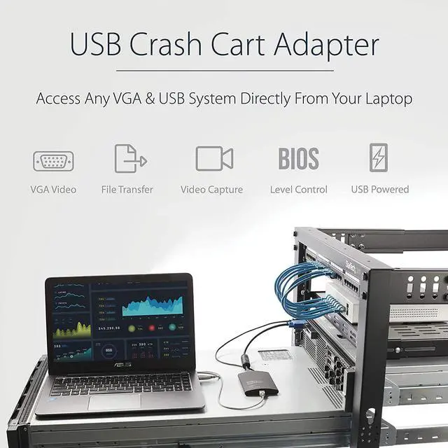 Alt view image 2 of 6 - USB Crash Cart Adapter - File Transfer & Video - Portable Server Room Laptop to KVM Console Crash Cart (NOTECONS02), Black