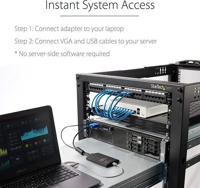 Alt view image 5 of 6 - USB Crash Cart Adapter - File Transfer & Video - Portable Server Room Laptop to KVM Console Crash Cart (NOTECONS02), Black